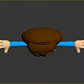 3D Cartoon Child With Brown Hair Blue Shirt Purple Stripes And Brown Shorts Arms Outstretched